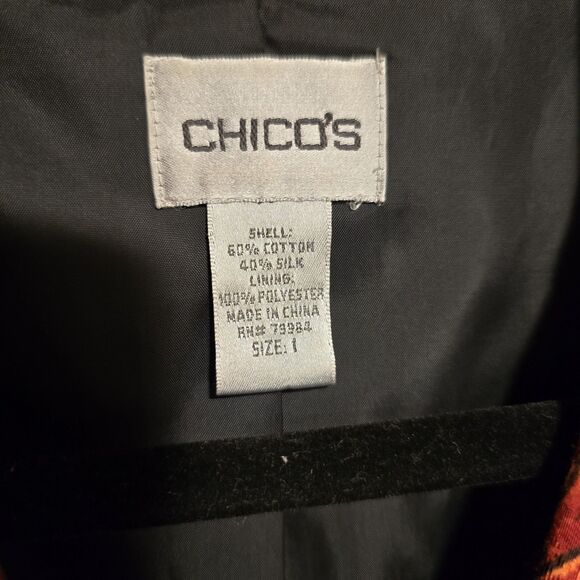 Chicos Silk Blend Open Front Jacket Blazer Sz 1 Womens Office Work Classic Color - Picture 11 of 11